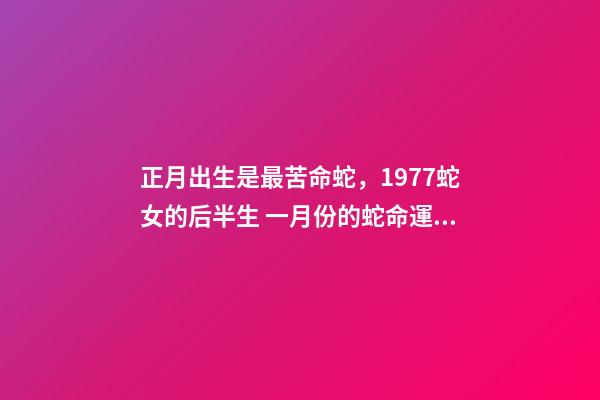 正月出生是最苦命蛇，1977蛇女的后半生 一月份的蛇命運(yùn)如何女，正月蛇女的命運(yùn)怎么樣-第1張-觀點(diǎn)-玄機(jī)派